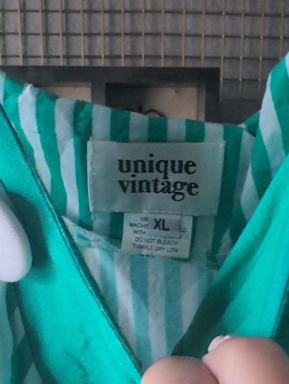 Unique Vintage Women's Hamilton Green Stripe Summer Dress with Buttons, XL - Picture 2 of 7